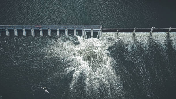 istock Aerial view of fox river in spring at dam 1399376051