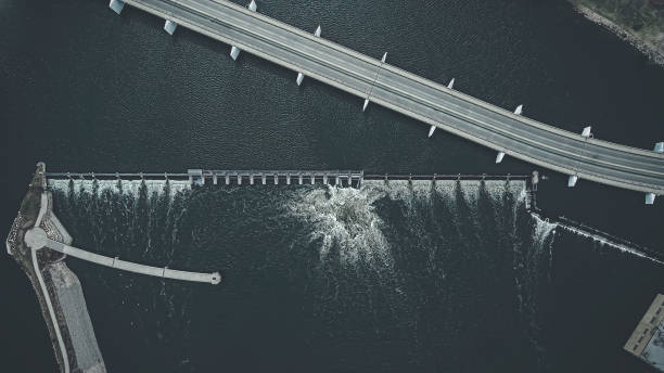 istock Aerial view of fox river in spring at dam 1399376052