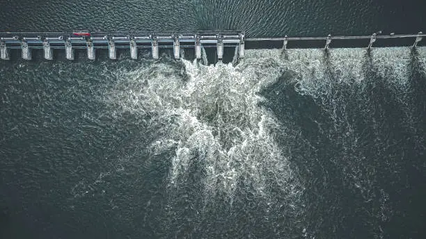 Photo of Graphite themed view of dam in spring