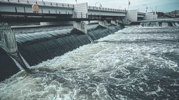 istock Aerial view of fox river in spring at dam 1399376585