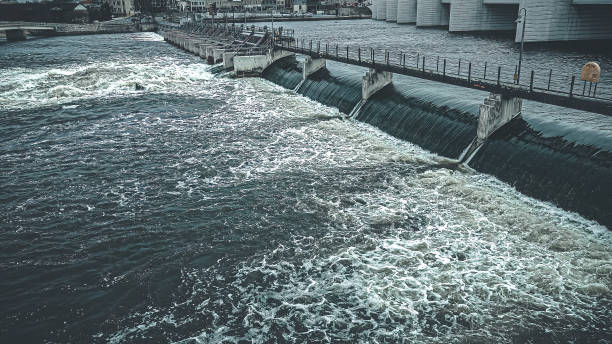 istock Aerial view of fox river in spring at dam 1399376586