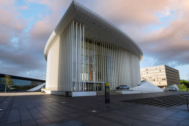Luxembourg city, May 2022.  Detail view of the Philharmonie Luxembourg building in the city center