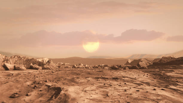 Vast surface of planet Mars stock photo