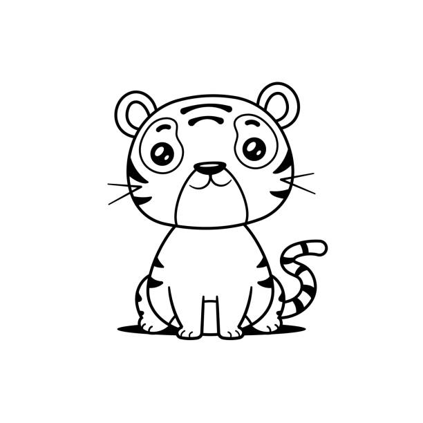 Coloring Page. Color Me: Tiger. Cute Tiger Smiles Stock Photos, Pictures &  Royalty-Free Images - iStock