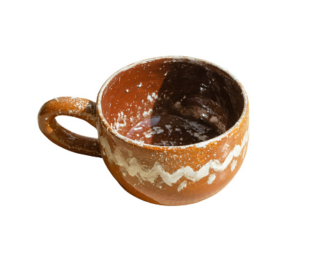 Handmade glazed clay mug made according to the master class, handmade dishes