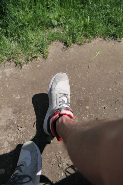 istock Right foot of a man in a training shoe 1399389587