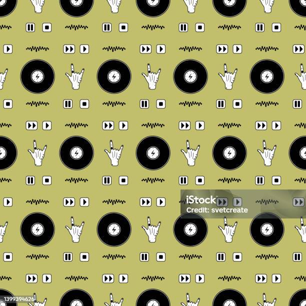 Alt Rock Patterns Rock Pattern Vinyl Hand Stock Illustration - Download Image Now ...
