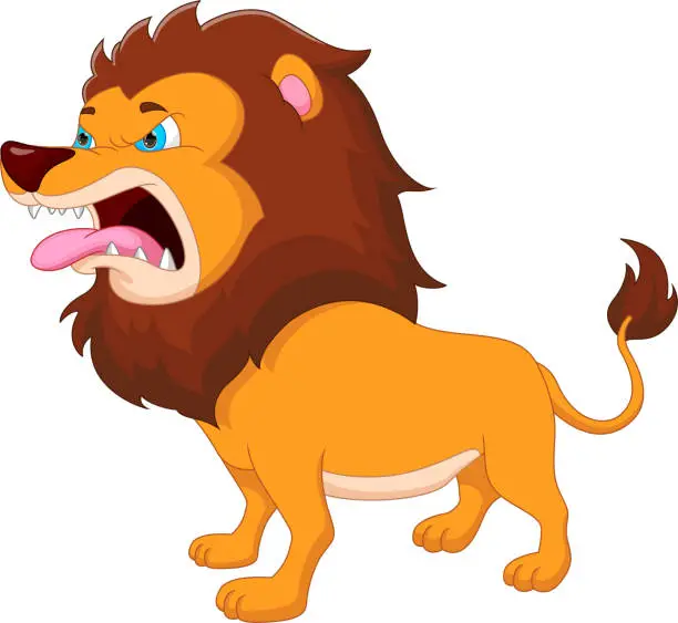 Vector illustration of cartoon cute baby lion roar on white background