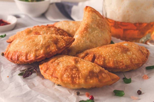 istock Fried chebureks, close-up, on a light background, no people, 1399396497