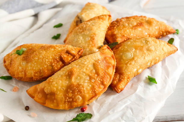 istock Fried chebureks, close-up, on a light background, no people, 1399396749