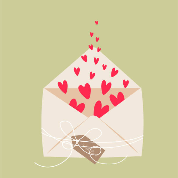 ilustrações, clipart, desenhos animados e ícones de coraç�ões em envelope e uma pequena tag com amor. design gráfico. - love letter