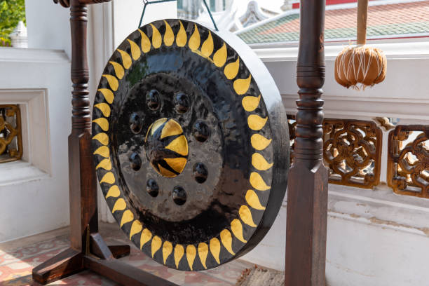 istock Buddhist Gong in Thailand, a large Buddhist drum gong with decoration 1399402230