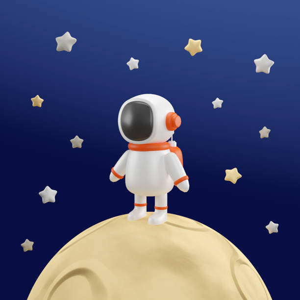istock Astronaut on the moon 3D rendering illustration. Astronomy science. 1399403081