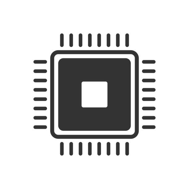 Processor icon. Microchip symbol. Sign cpu vector. Processor icon. Microchip illustration symbol. Sign cpu vector. semiconductor stock illustrations