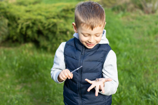 istock A little inquisitive boy with a magnifying glass is studying the world around him. 1399408046