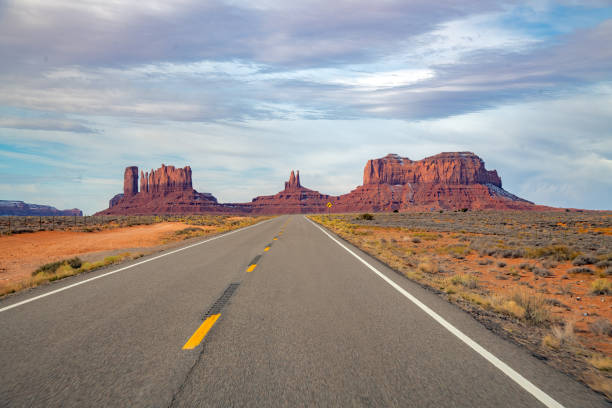 Highway approach to Monument Valley, Arizona from the east