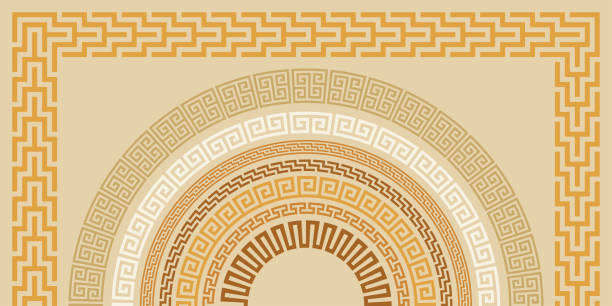 ilustrações de stock, clip art, desenhos animados e ícones de greek key pattern, frame collection. decorative ancient meander - mosaic greek culture mythology ancient