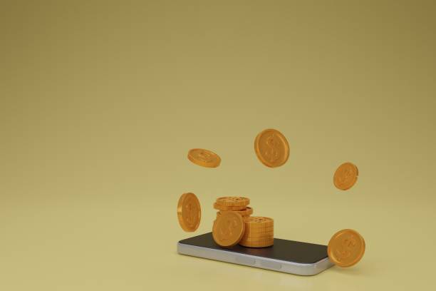 istock 3D render coin Stacking around Mobile phone blank white screen transaction concept.Mobile banking, financial payment Smartphone.Isolate Background. 1399411380