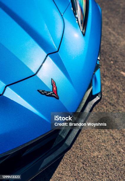 Stock fotografie Modrá Corvette Stingray – stáhnout obrázek nyní - Automobil - Motorové vozidlo, Barevný obrázek, Chevrolet