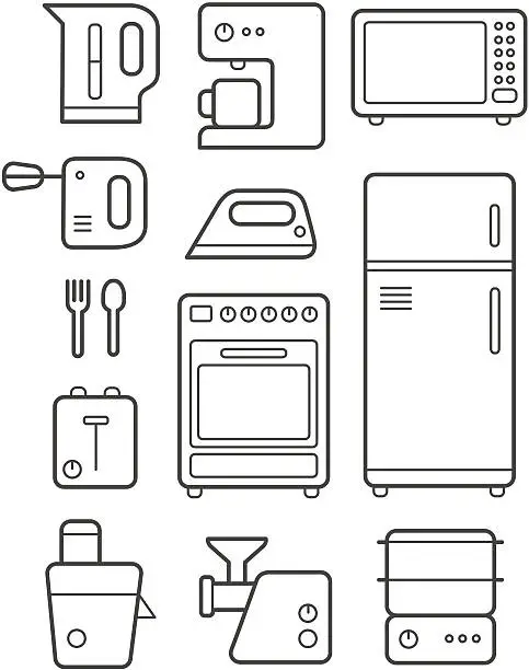 Vector illustration of Kitchen Technics Icons Set