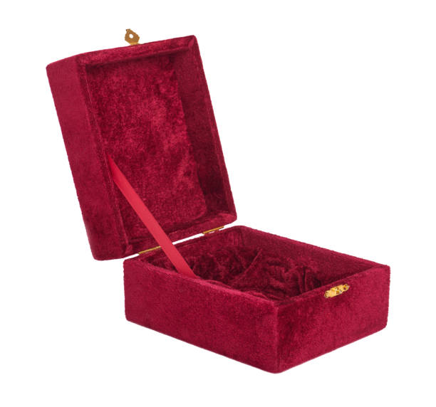 istock Large open empty red velvet gift box close-up, isolated on white background 1399421857