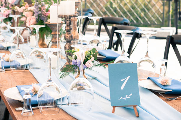 istock Beautiful Wedding or Event decoration table setup, outdoors 1399424654