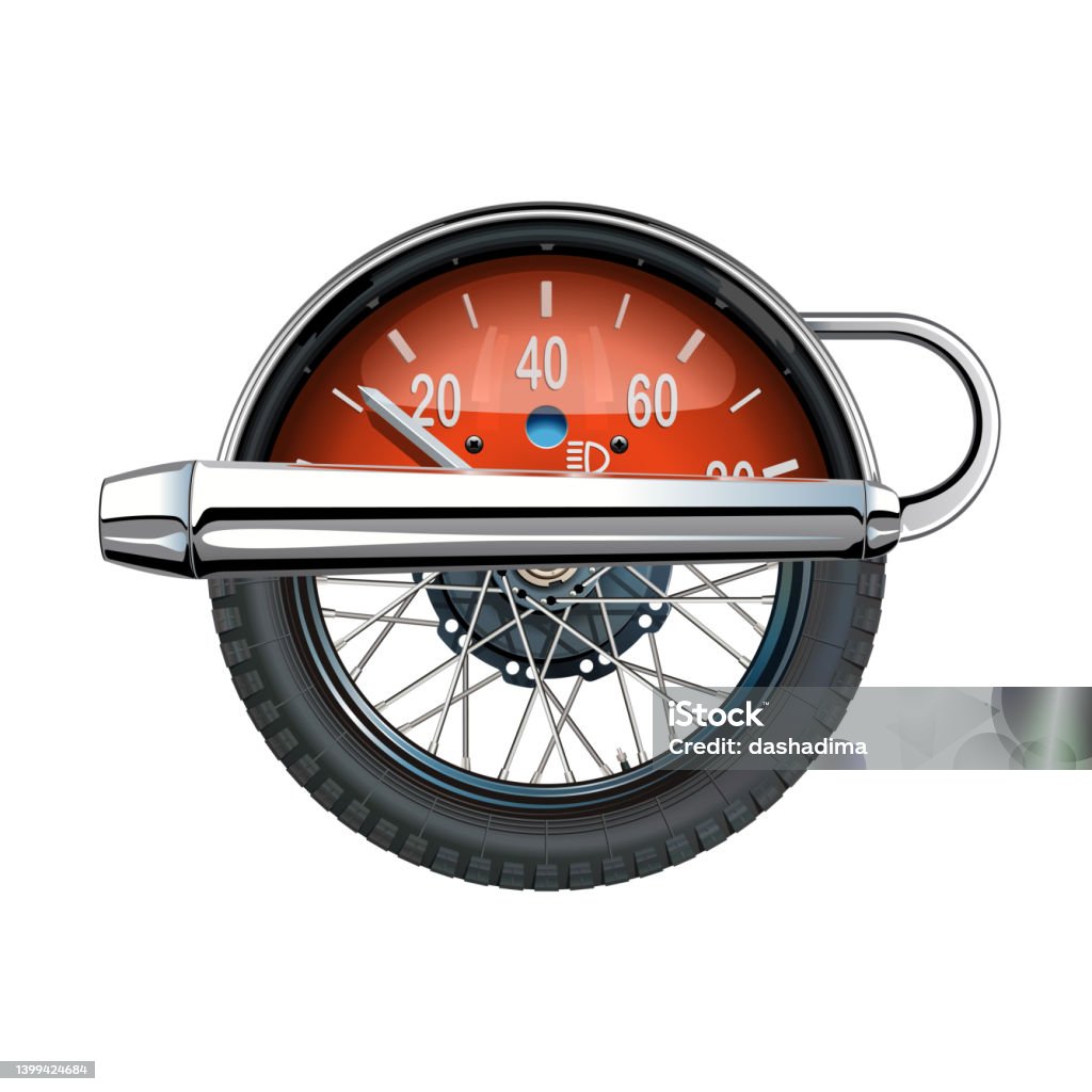 Motorcycle Pipe Vector Vector Motorcycle Exhaust Pipe Concept With Wheel And Speedometer Stock ...