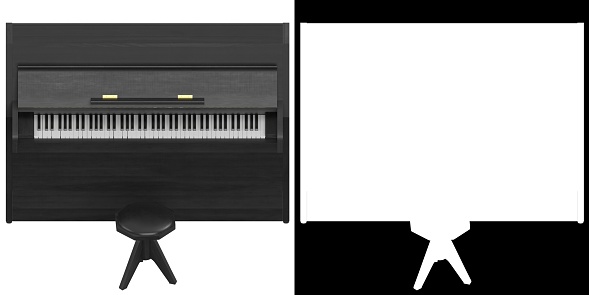 3D rendering illustration of a vertical piano