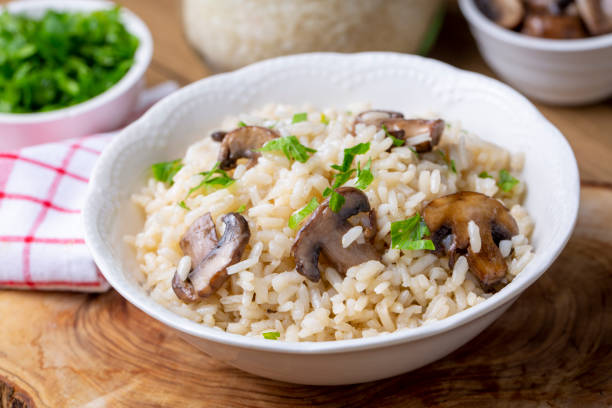 istock Mushroom rice pilaf, Turkish name; Mantarli pirinc pilavi. 1399430510