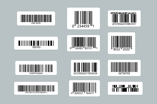 Papper Code Bar Code Stickers On Isolated Background Code Sample Stock Illustration ...