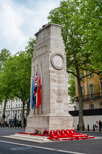 London, UK- May 3, 2022: The Cenotaph war memorial  in London