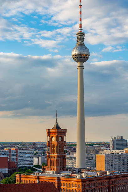 istock Television tower and Red Town Hall (Rotes Rathaus) on Alexanderplatz square, Berlin, Germany 1399434930