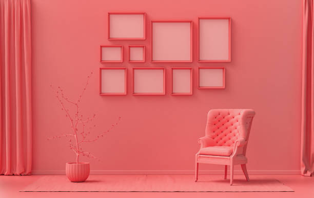 istock flat light pink room and plants, gallery wall template with 9 frames 1399435160