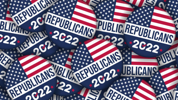 istock Republicans 2022 Election campaign buttons with the USA flag - vector Illustration 1399436306
