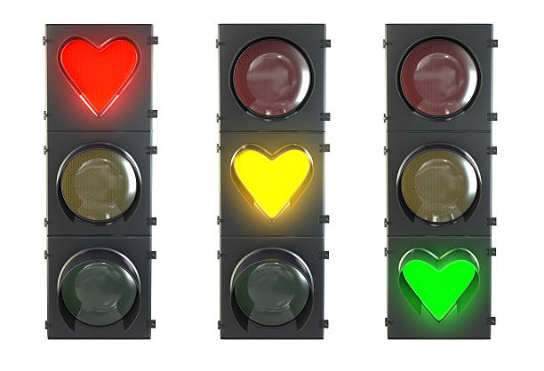 istock Set of traffic light with heart shaped lamps 139943687