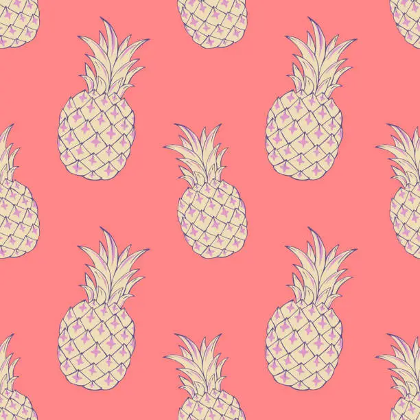 Vector illustration of Tropic vector seamless pattern with pineapples.
