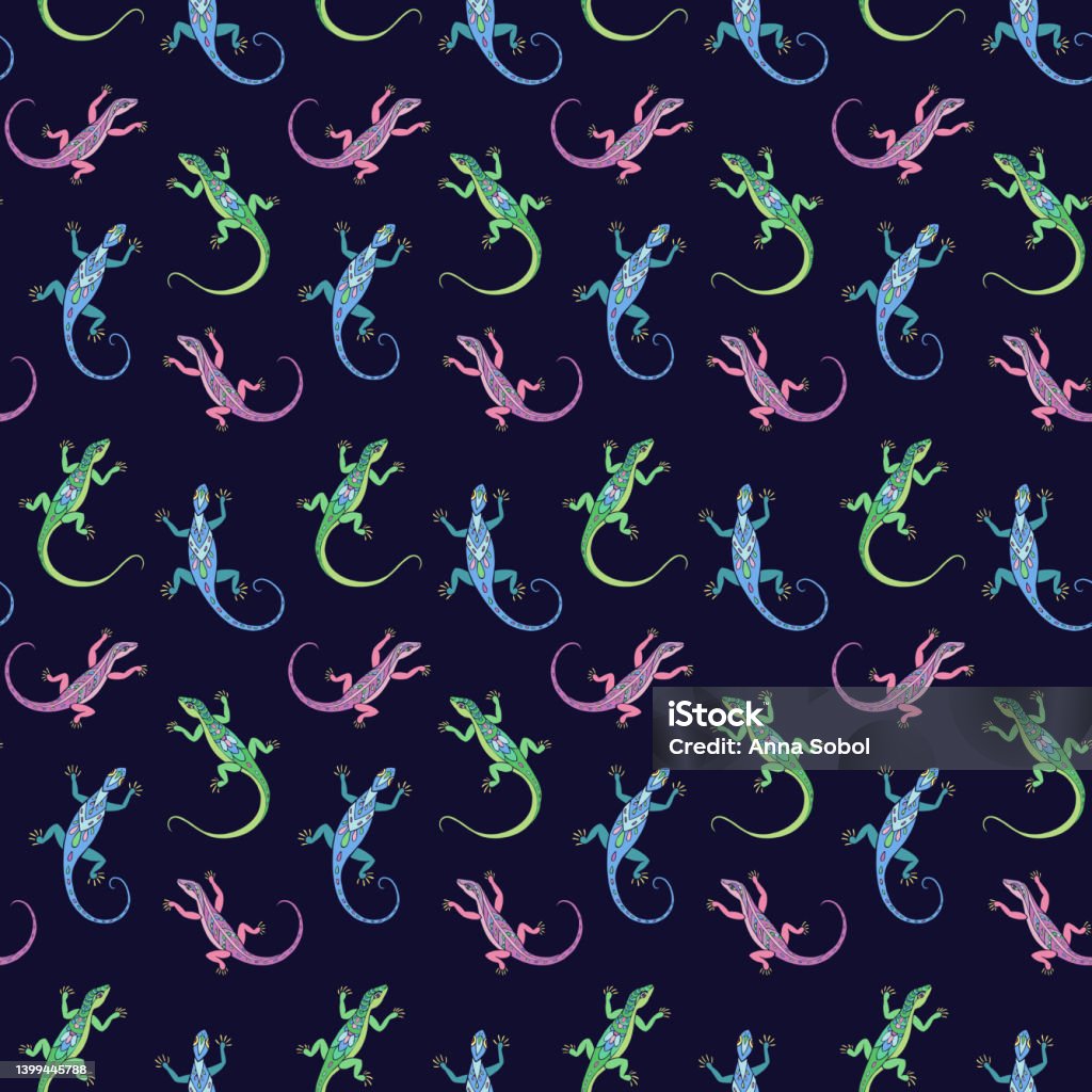 Lizard Design Patterns Seamless Vector Pattern Of Lizards Stock Illustration - Download Image ...