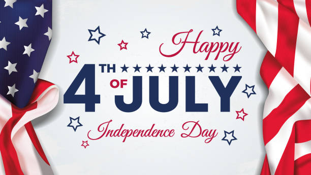 ilustrações de stock, clip art, desenhos animados e ícones de 4th of july greeting card with united states national flag colors and hand lettering text happy independence day. vector illustration. - felicidade