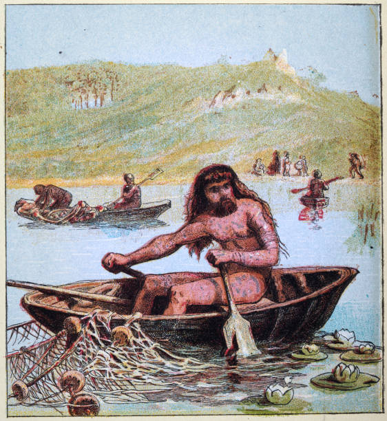 Ancient Briton Fisherman Fishing From A Coracle Boat Tattoo Net
