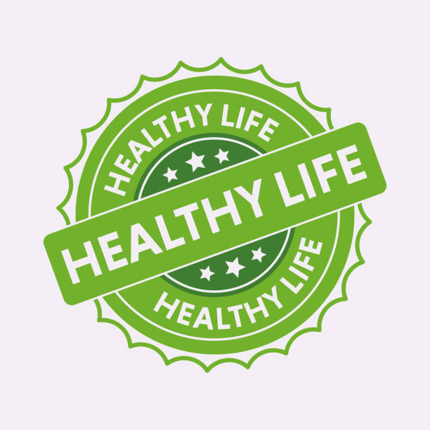 istock Healthy life green round retro style grunge seal 1399450352