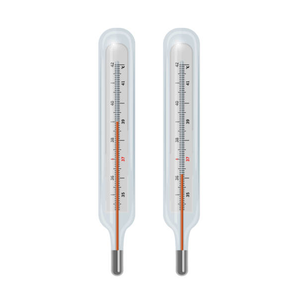 zestaw termometrów w wektorze. termometr do pomiaru temperatury ciała w formacie wektorowym eps 10 - backgrounds body care thermometer degree stock illustrations