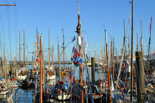 Brest, France - July 18 2016: Mast forest in Brest 2016 Sailboat Festival