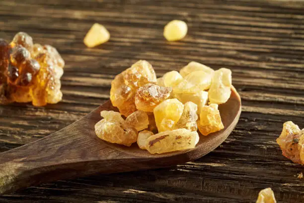 Frankincense resin crystals - ingredient for aromatherapy essential oils