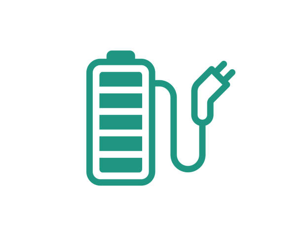 Rechargeable battery with cord and electric charging connector linear icon. Accumulator charger plug symbol. Electricity equipment power bank charge sign. Fully charged electro element. Vector Rechargeable battery with cord and electric charging connector linear icon. Accumulator charger plug symbol. Electricity equipment power bank charge sign. Fully charged electro element. Vector eps phone charging station icon stock illustrations