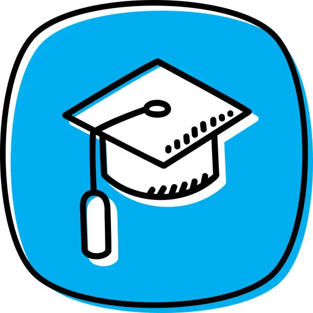 Vector illustration of Graduation Cap Doodle 2