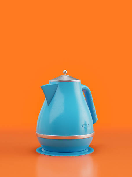 istock Retro kattle teapot, vintage kitchen appliance side view, 3d rendering 1399465702