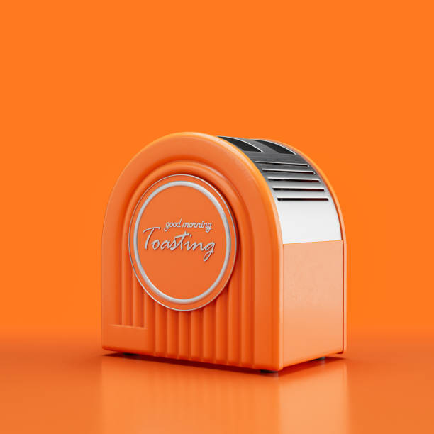 istock Retro toaster, vintage kitchen appliance side view, 3d rendering 1399465917