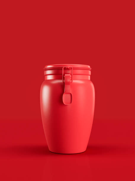 istock Monochrome Vintage storage jar, retro kitchen appliance front view, 3d rendering 1399465977
