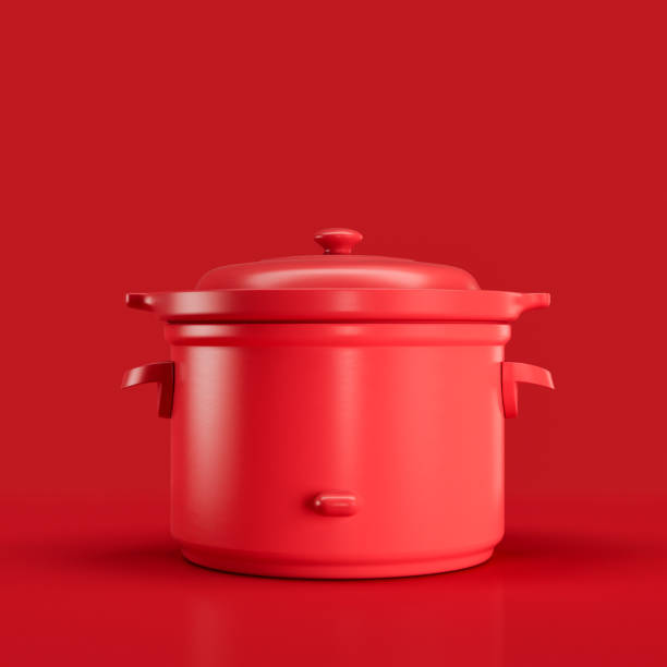 istock Monochrome Vintage pressure cooker, retro kitchen appliance front view, 3d rendering 1399466056