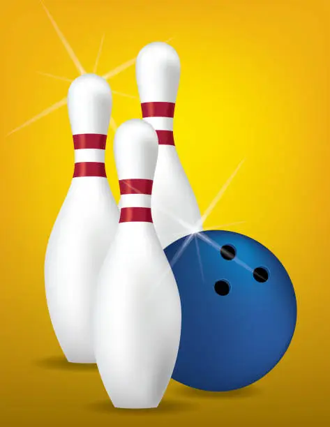 Vector illustration of Bowling Pins And Ball With Copy Space